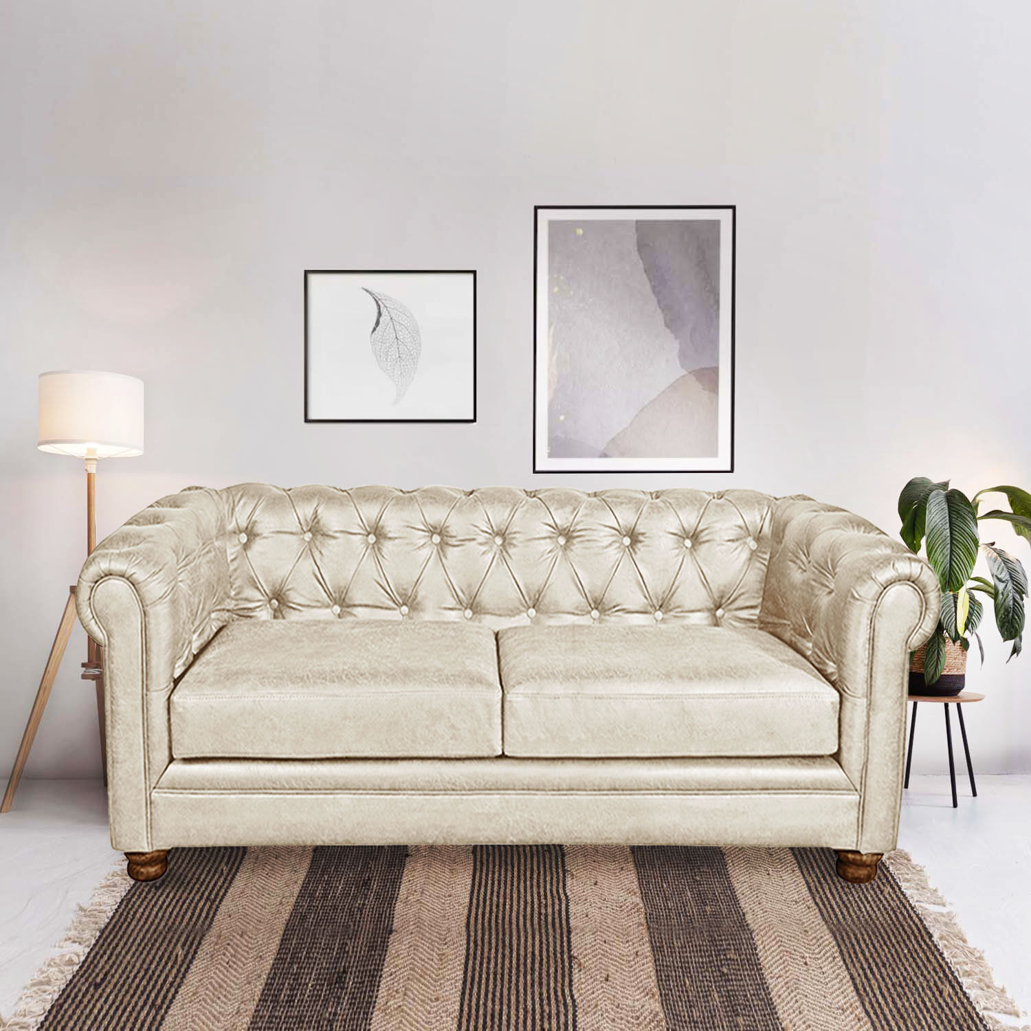 Sofa Florencia 2 Cuerpos Cuero Colorado Beige image number 0.0