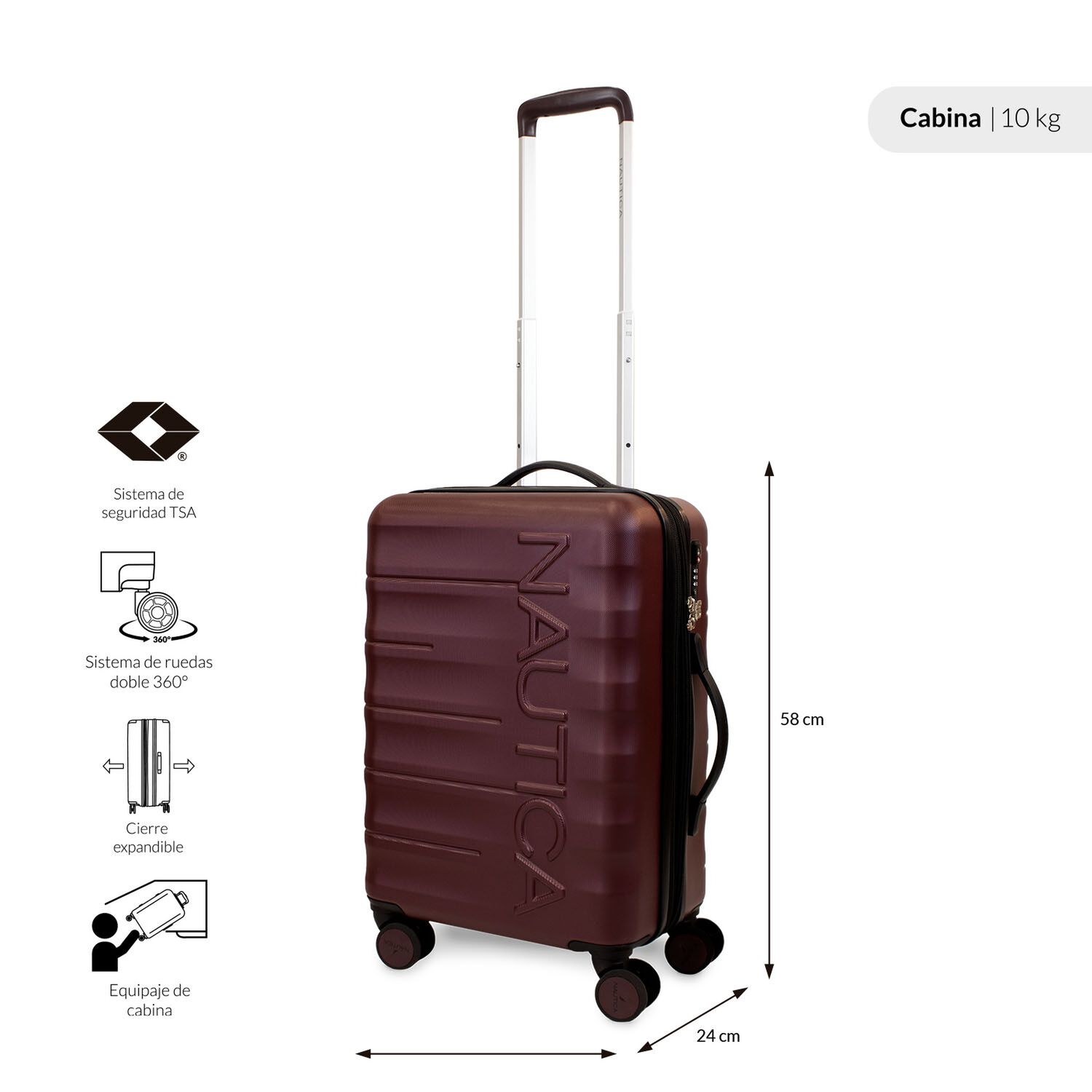 Maleta De Cabina Ibiza S 10kg Burdeo Nautica image number 1.0