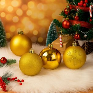 16 Esferas Bambalinas Adorno Navideño Dorado 6cm Decoracion 16 Esferas Bambalinas Adorno Navideño Dorado 6cm Decoracion