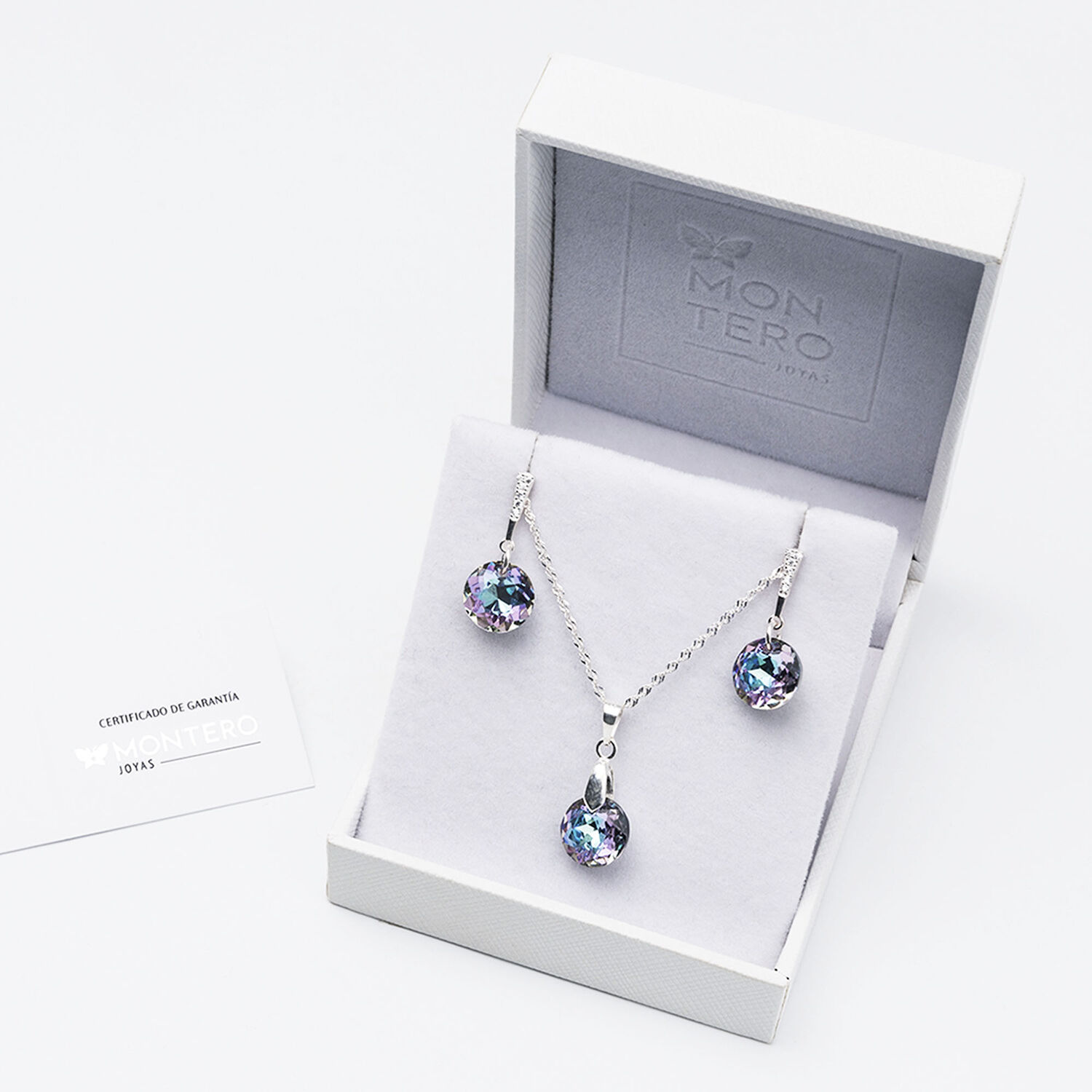 Conjunto Gracia Con Cristal Genuino Vitral Light- Joyas Montero image number 2.0