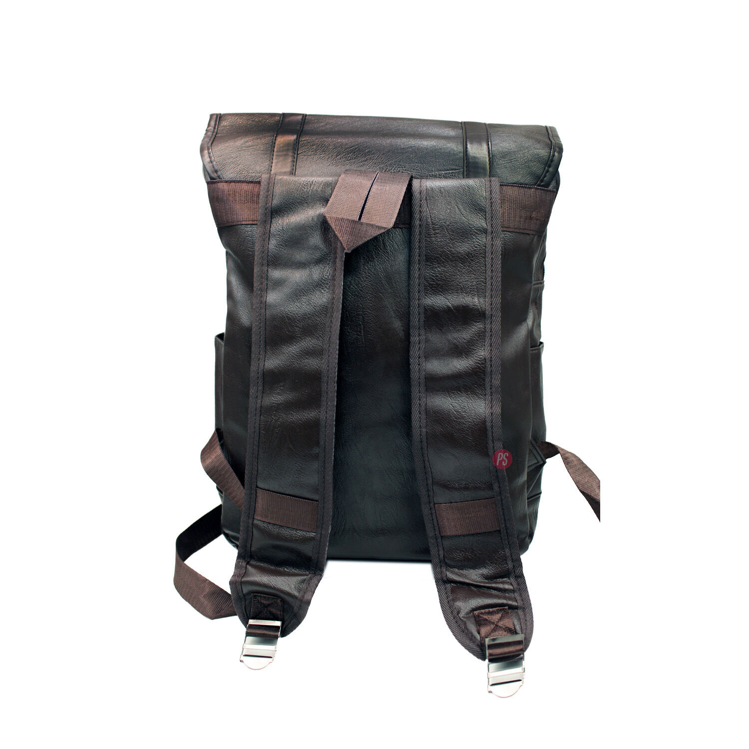 Mochila Vintage Unisex Tipo Cuero Negra - Ps image number 1.0
