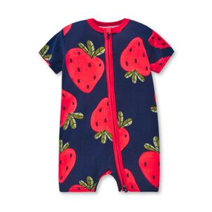 Enterito Corto 100% Algodón Bebé Niña 6 A 24 Meses Strawberries