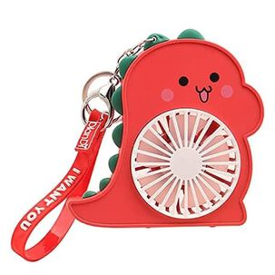 Llavero Mini Ventilador Recargable Dinosaurio Rojo