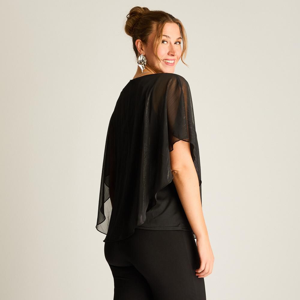 Blusa Tipo Poncho Peto Interior Manga Corta Cuello Redondo Mujer Lorenzo Di Pontti image number 2.0
