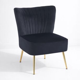 Sill&oacute;n Glamour Noir Con Patas Doradas - Negro