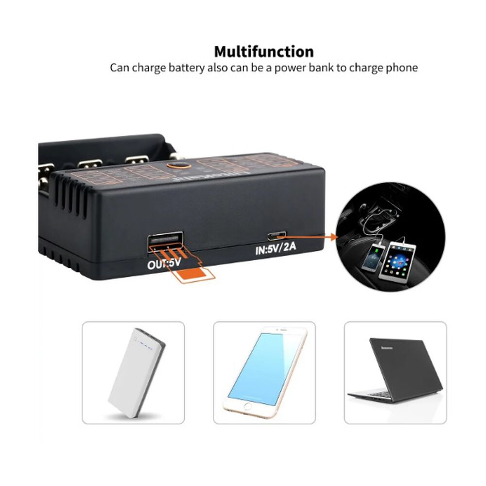 Cargador Bater&iacute;as Recargables Inteligente Litokala Multiple Pilas 18650 Multifuncional Usb 4 Ranuras Ajustable image number 3.0