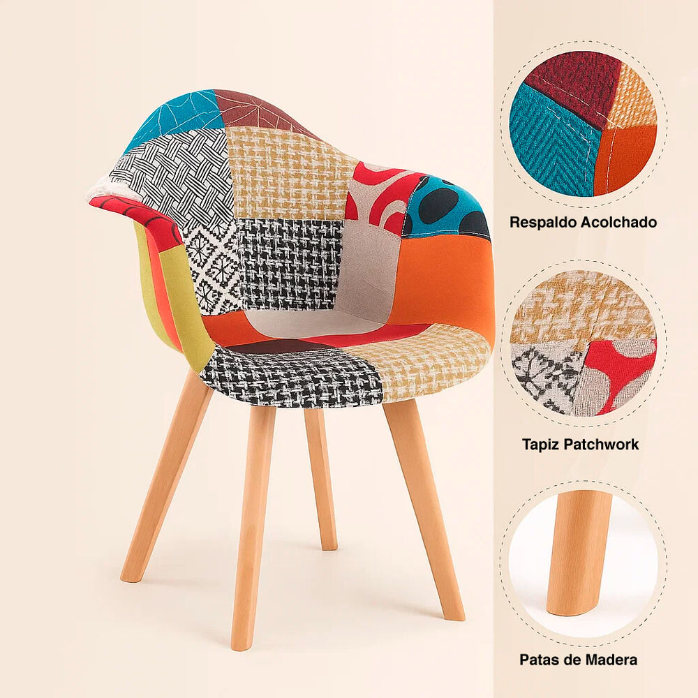 Butaca Sitial Patchwork Acolchado Wood - Naranjo image number 4.0