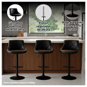 Pack 4 Piso Bar Taburete Base Negra Giratorio Y Ajustable