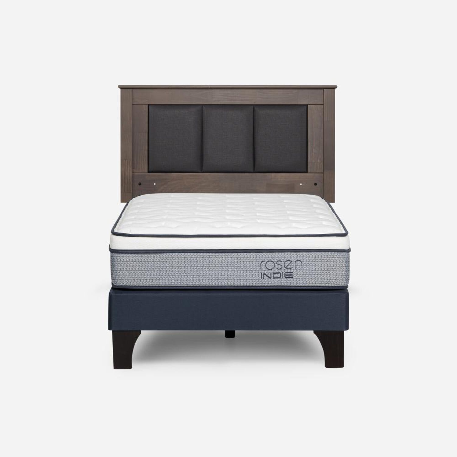 Cama Europea Rosen Indie / 1 Plaza / Base Normal  + Respaldo Rachel Gris image number 0.0