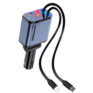 Cargador Auto Usb De 2 Cables Escalable Y Carga R&aacute;pida