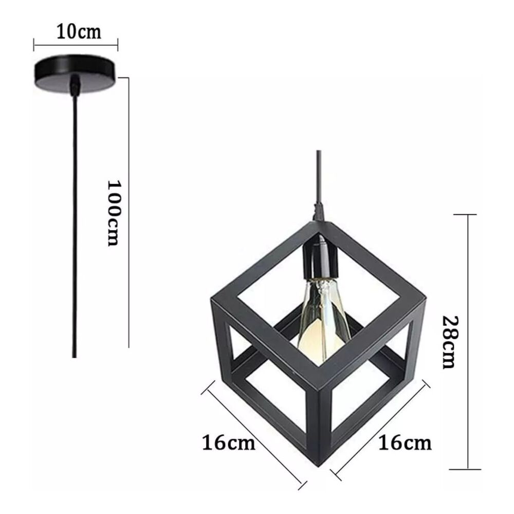 L&aacute;mpara Colgante Cubo Negro Moderno Iluminaci&oacute;n Interior image number 1.0
