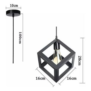 L&aacute;mpara Colgante Cubo Negro Moderno Iluminaci&oacute;n Interior