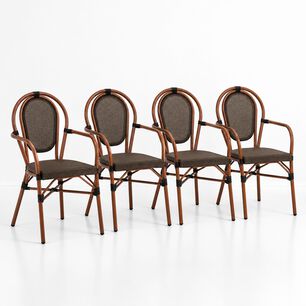 Pack De 4 Sillas Provence Parisina Rattan Con Reposabrazos - Caf&eacute; Oscuro