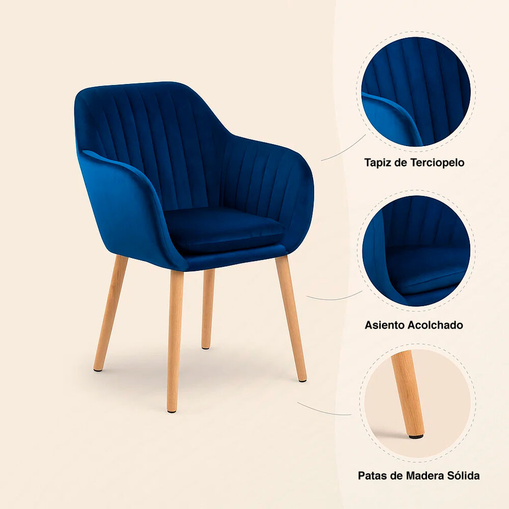 Pack De 2 Butacas Sitiales Poltronas Diamante Terciopelo - Azul image number 4.0