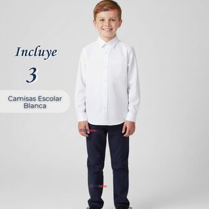 Pack 3 Camisas Escolares Blanca Manga Larga Colegio Para Ni&ntilde;os Y Juvenil