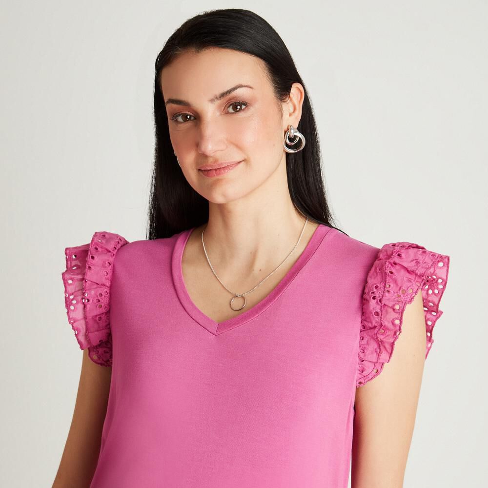 Polera Manga Corta Cuello V Mujer Lorenzo Di Pontti image number 3.0