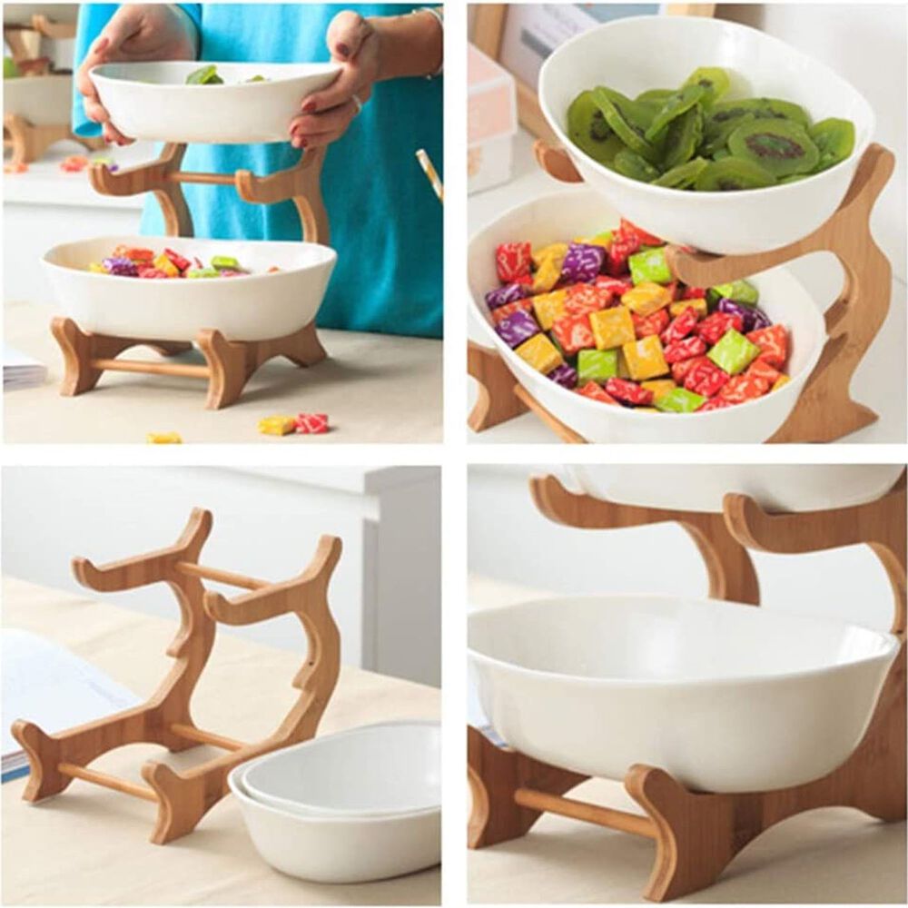 Frutera Cer&aacute;mica / Madera 2 Niveles 22cm image number 6.0