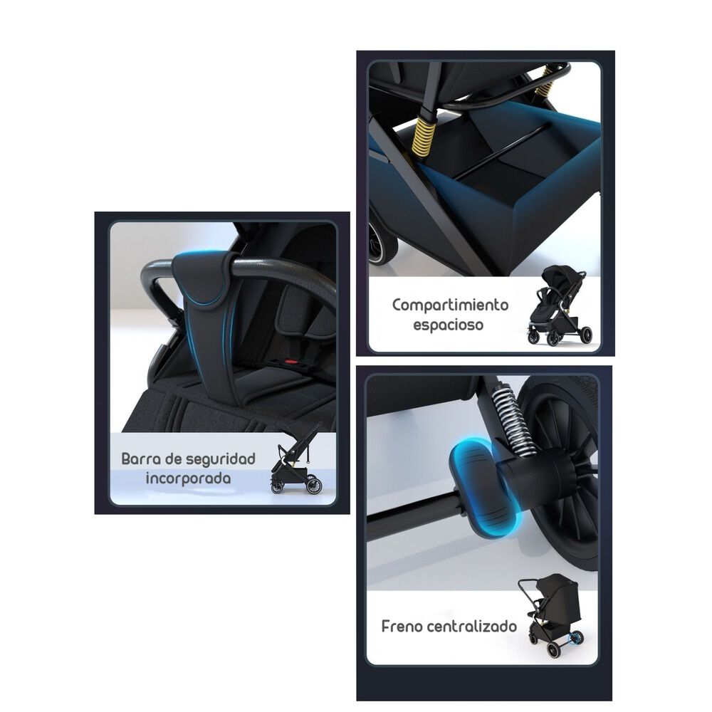 Coche De Paseo Reversible Premium Lubabycas Gris image number 7.0