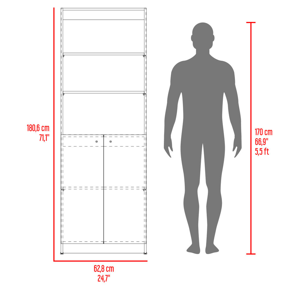 Estante Organizador De Libros 2 Puertas 180,6x62,8x29,9 Cm image number 8.0