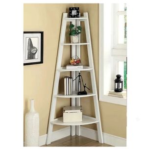 Estante Esquinero 5 Niveles Madera Blanco Organizador 106cm