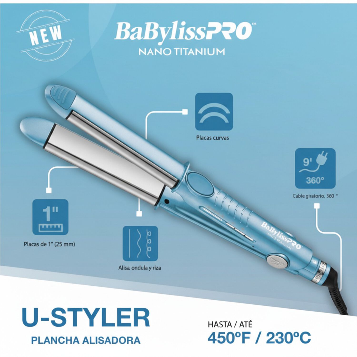 Plancha De Cabello Babylisspro Nano Titanium U Styler Bnt4061tuz image number 5.0