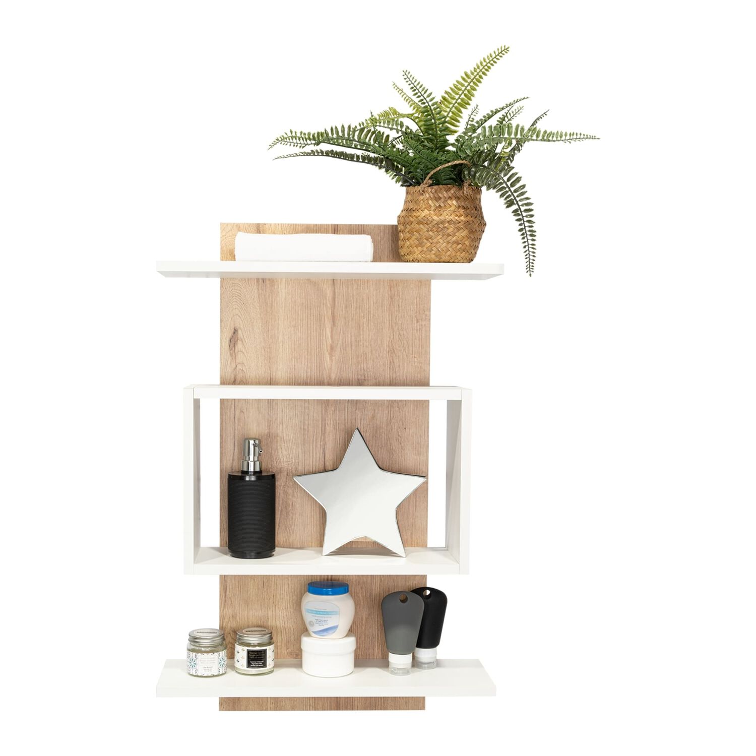 Mueble Organizador Ba&ntilde;o Caf&eacute; Claro Y Blanco image number 2.0