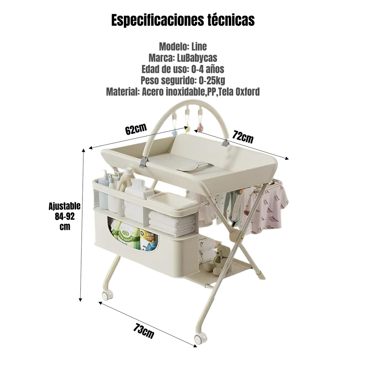 Mudador De Pa&ntilde;ales Plegable Regulable Canasto Line Lubabycas image number 4.0