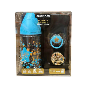 Set Mamadera Broche Chupete Premium 0/4m Boy