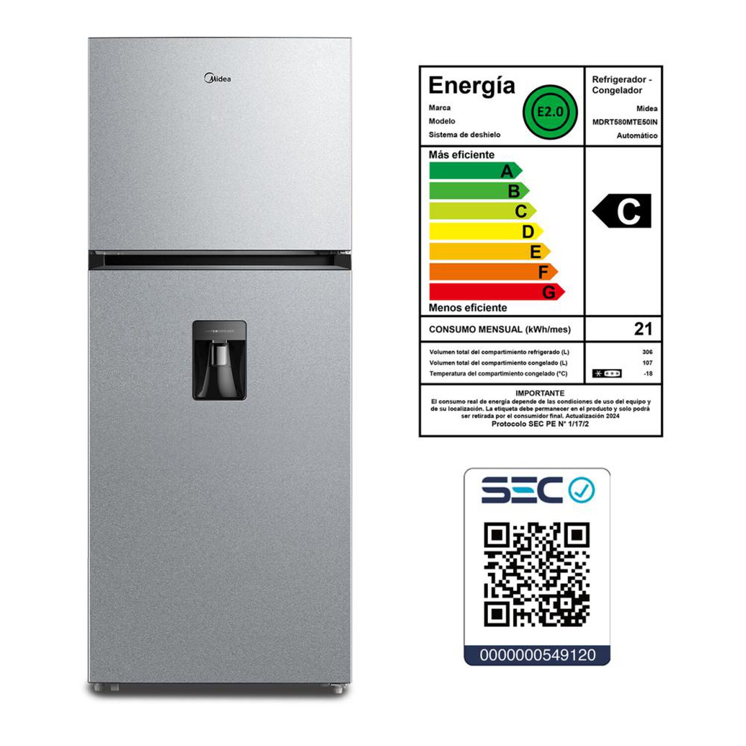 Refrigerador Top Freezer Midea MDRT580MTE50IN / No Frost / 413 Litros / C image number 6.0