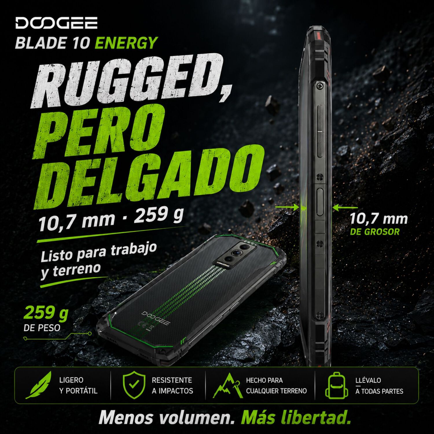 Doogee Blade 10 Energy | Celular Rugged Delgado Ip68 image number 3.0