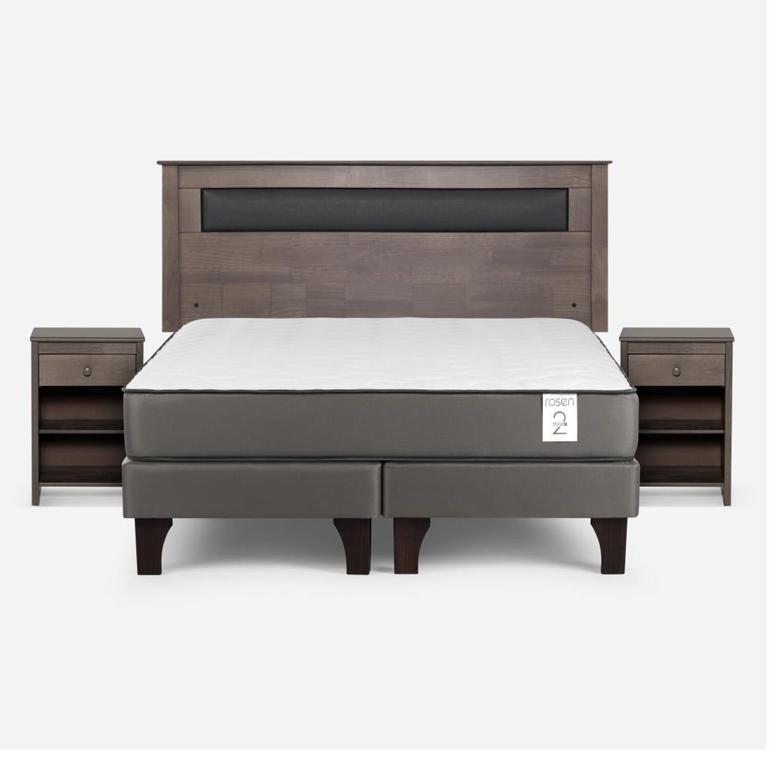 Cama Europea Rosen New Style 2 Plus / 2 Plazas / Base Dividida + Set De Maderas image number 0.0