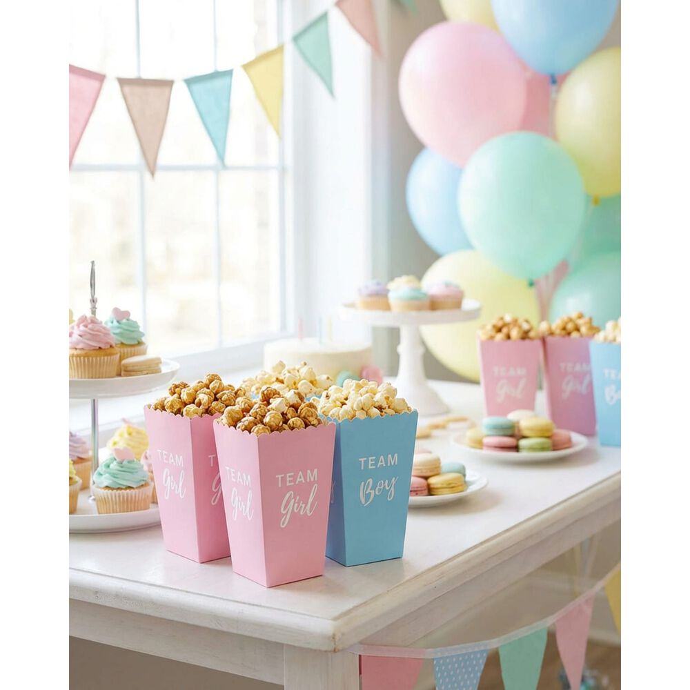 Pack De 12 Caja De Pop Corn Baby Shower Revelacion De Genero image number 7.0
