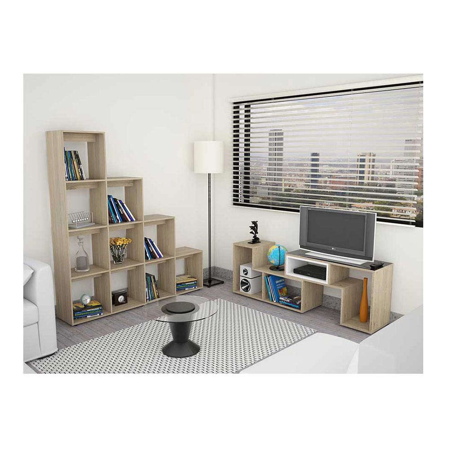 Combo Rack Extensible + Biblioteca Cubo Tuhome Beijing image number 0.0