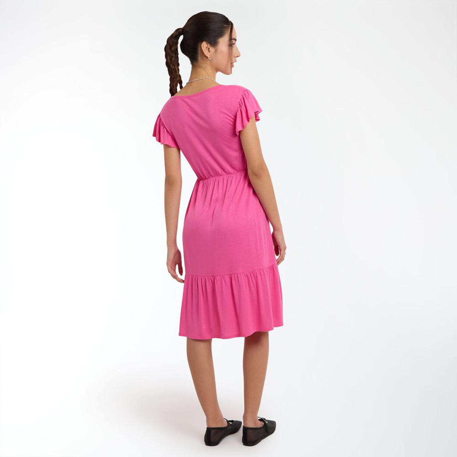 Vestido Manga Corta Con Vuelos Cuello Redondo Mujer Freedom image number 3.0