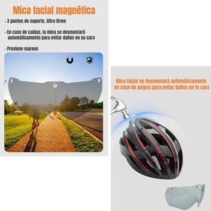 Casco Bicicleta Con Mica Facial Magn&eacute;tica Rojo Model 1