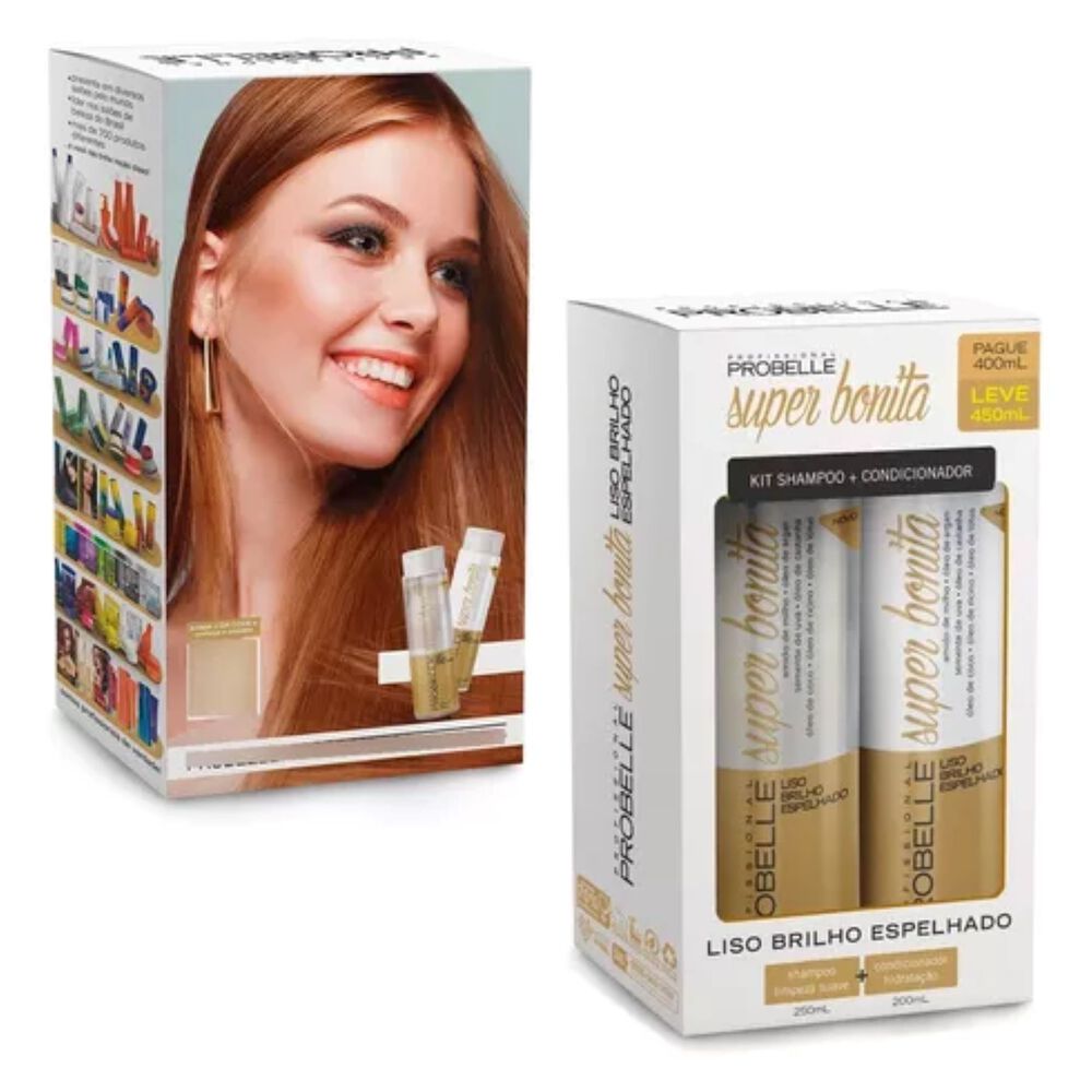 Kit Shampoo Y Acondicionador 500ml Liso Brillo Espejado Probelle image number 2.0
