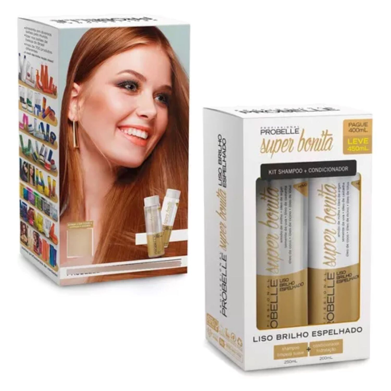 Kit Shampoo Y Acondicionador 500ml Liso Brillo Espejado Probelle image number 2.0