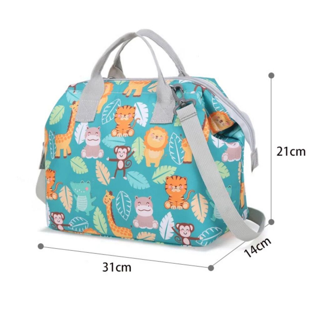 Bolso Maternal Panales Oxford 31cm Panalera Portatil Multifuncional Estampada Turquoise Animals image number 2.0