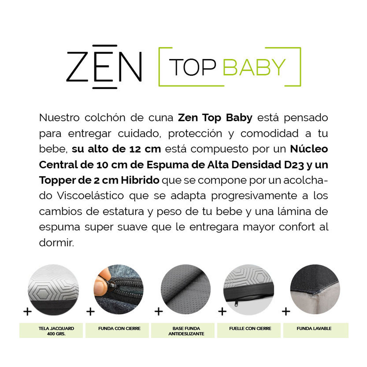 Colchon Cuna Zen Top Baby Hybrid 70x100 Cm image number 5.0