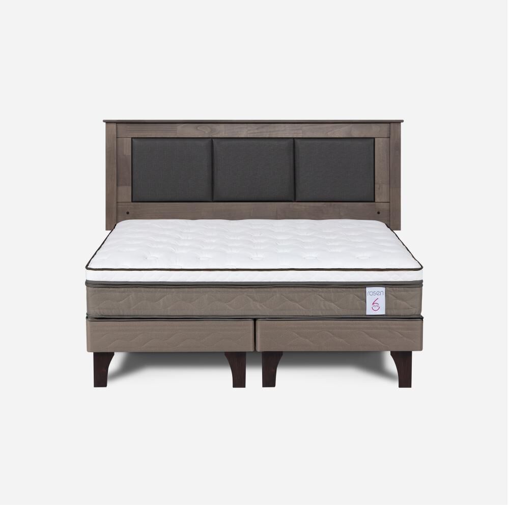 Cama Europea Rosen New Style 6 / 2 Plazas / Base Dividida  + Respaldo Rachel Gris image number 0.0