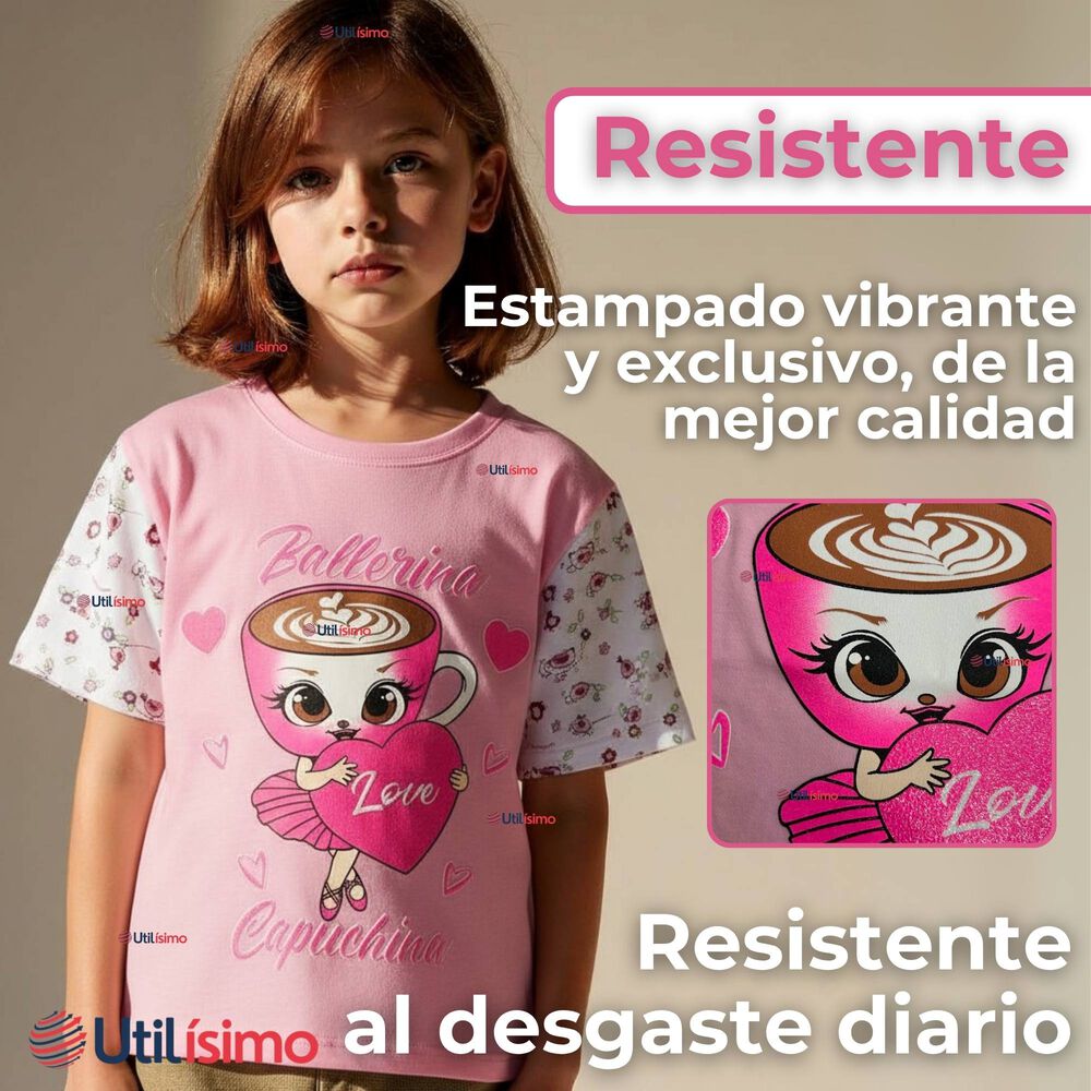 Polera Brainrots 100% Algod&oacute;n Manga Corta Ni&ntilde;a Tralalero Rosado image number 3.0