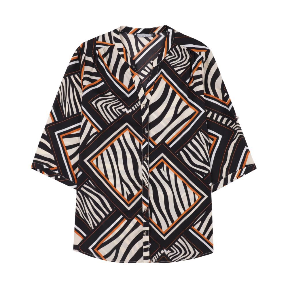 Blusa Full Print Manga 3/4 Roll Up Cuello Mao Mujer Lesage image number 0.0