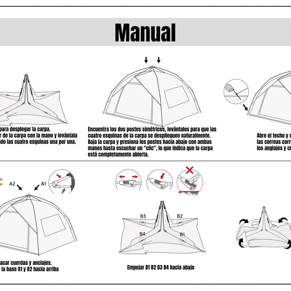 Carpa Camping Automática 4 Personas Con Accesorios Roof Gris image number 5.0