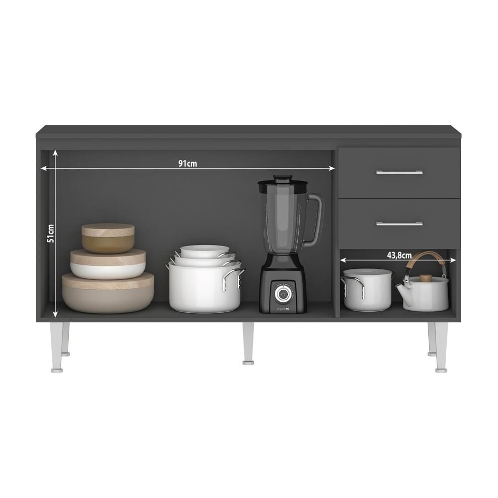 Mueble De Cocina Base Vekkahome Opie Grafito 140 Cm image number 3.0