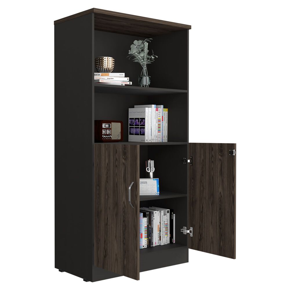 Librero 2 Puertas Fm-003n Negro Y Café Oscuro image number 2.0