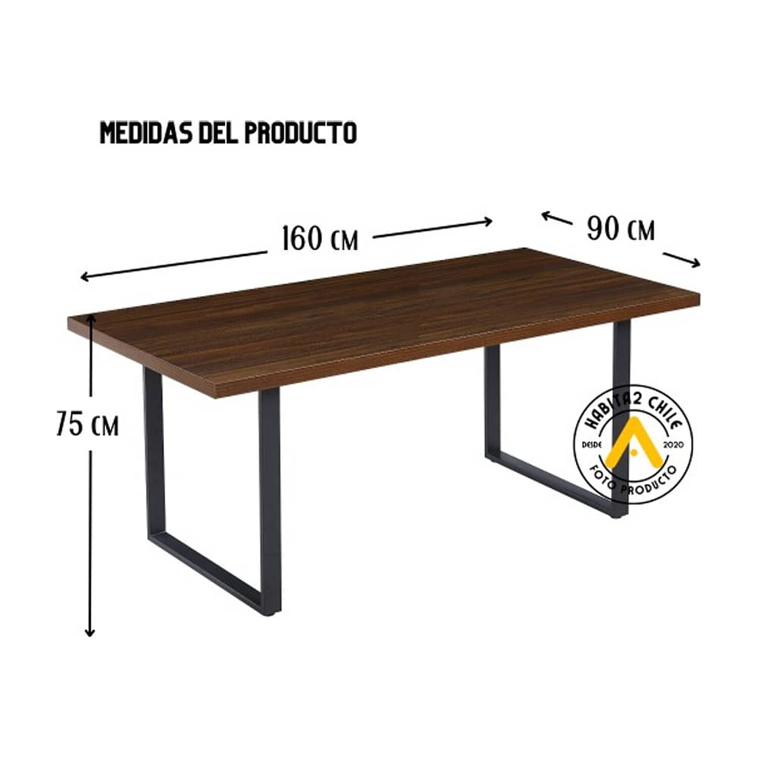 Mesa Industrial 160x90 Madera Oscura image number 1.0