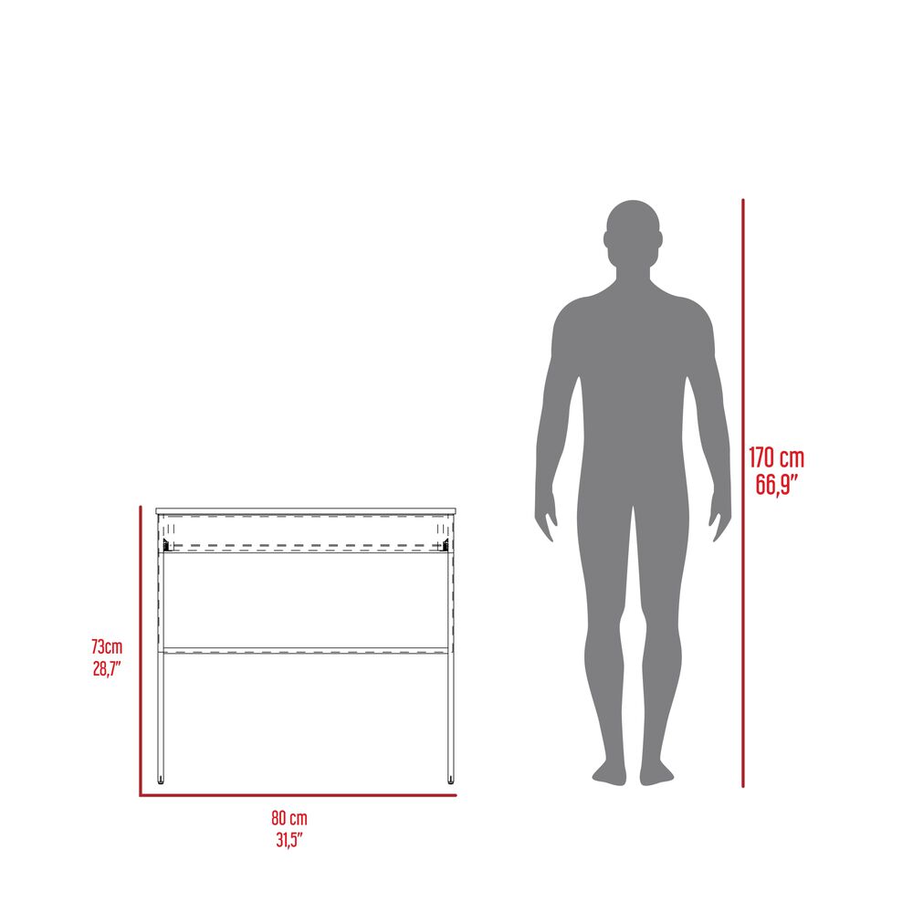 Escritorio Con 1 Cajon 73x80x49,8 Cm Blanco Y Salmon image number 9.0