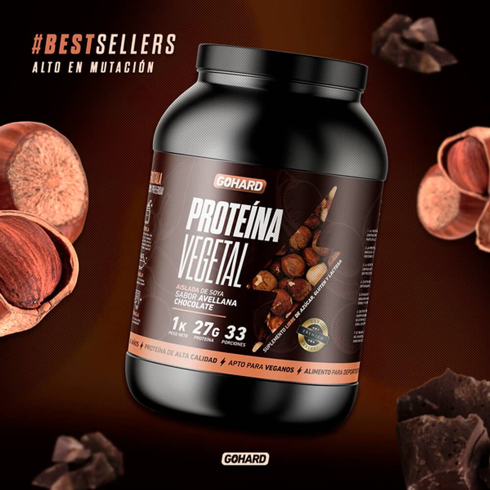 Prote&iacute;na Vegetal Soya Gohard 1kg Sabor Avellana Chocolate image number 1.0