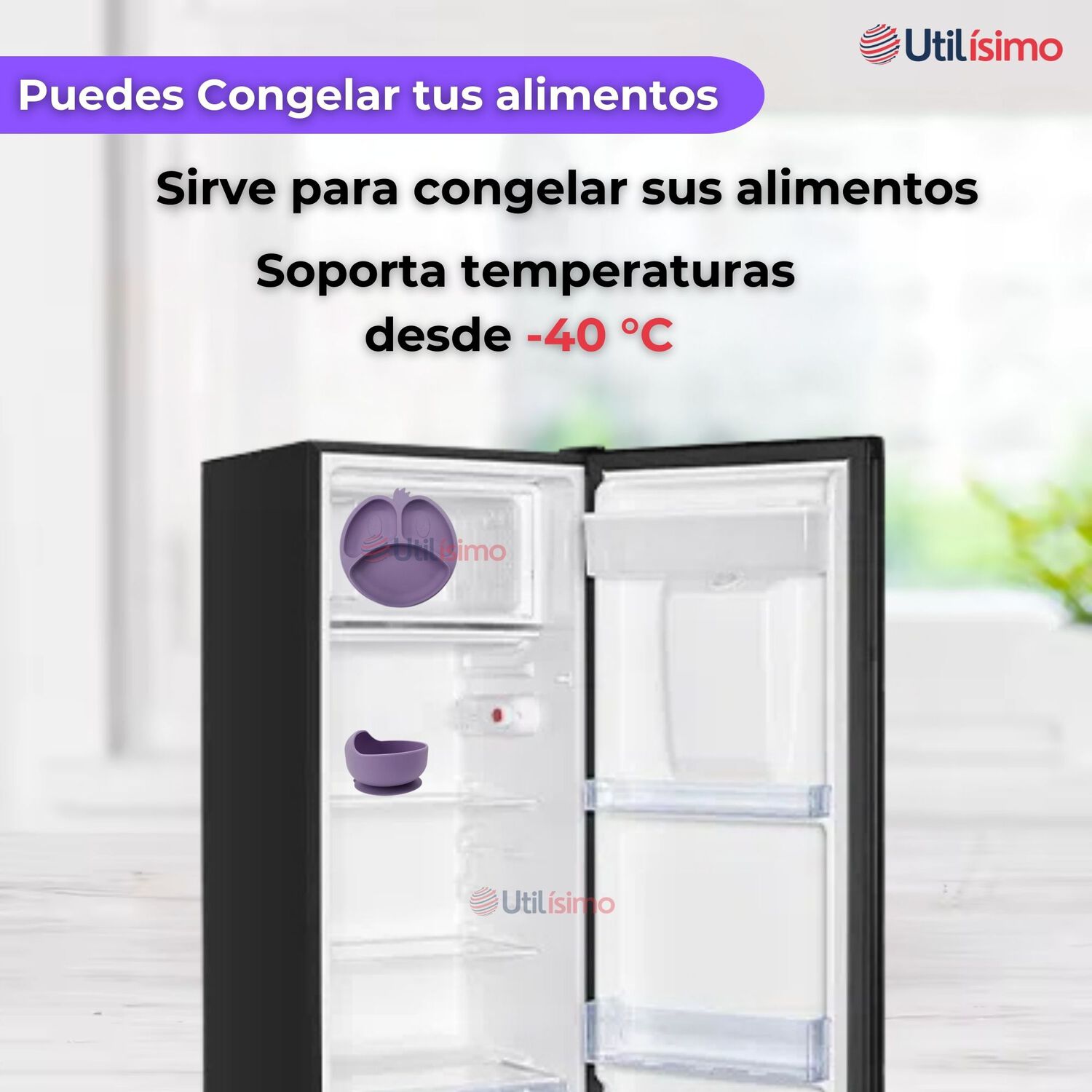 Set De Alimentaci&oacute;n Beb&eacute; Silicona De Formas 6 Piezas Libre Bpa Color Lila image number 4.0