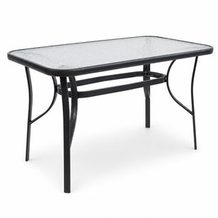 Mesa Terraza Vidrio Y Acero 70x70x120 Negra
